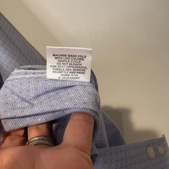 Tailor Byrd Collection Non Iron Trim Fit Mens Dress Shirt 15 1/2, 34/35 Blue - Picture 8 of 10